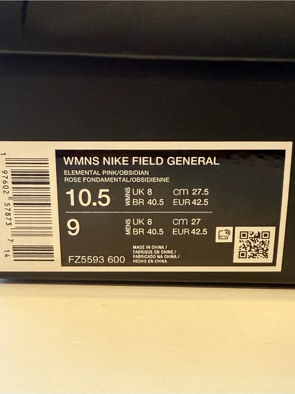 Nike Women’s Field General Pink Sneakers Gum Sole Elemental Pink Obsidian Swoosh - Picture 7 of 7